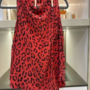 A.L.C. Red and Black Leopard Print Top Size 4